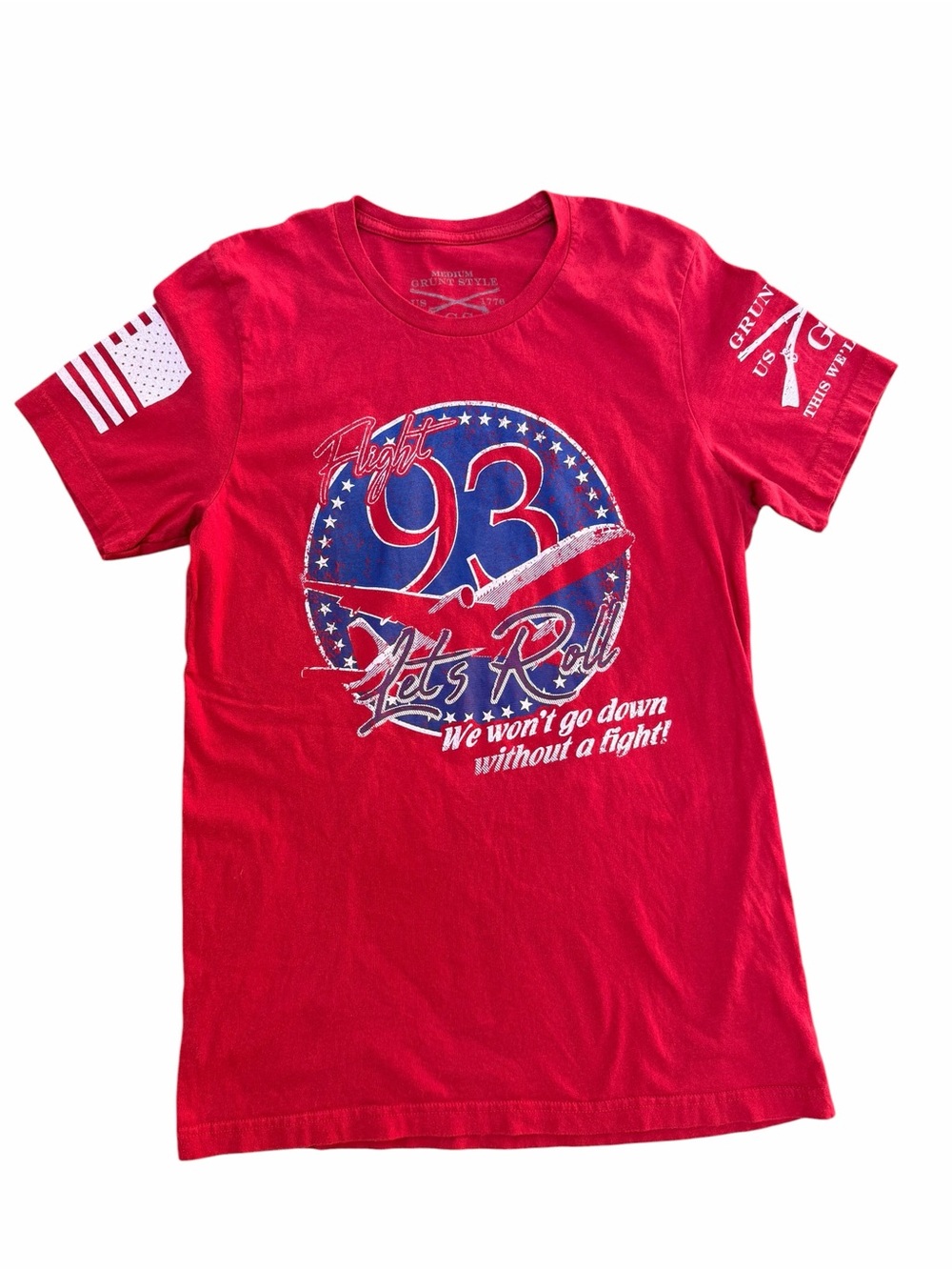 Grunt Style Women’s Medium Red Graphic Tee Let's Roll 93 Cotton Shirt